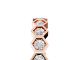 Rose gold Hexagon Pave Diamond Eternity Band with Bezel Setting_28
