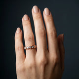 Rose gold Hexagon Pave Diamond Eternity Band with Bezel Setting_39