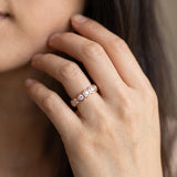 Rose gold Hexagon Pave Diamond Eternity Band with Bezel Setting_41