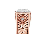 Rose gold Hexagonal Bezel Cushion Diamond Engraved Band Prong Ring_23