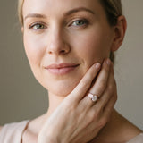 Rose gold Hexagonal Bezel Oval Diamond Engraved Band Ring_7