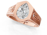Rose gold Hexagonal Bezel Pear Diamond Engraved Band Prong Ring_15