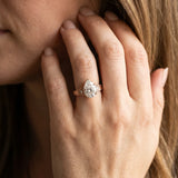 Rose gold Hexagonal Bezel Pear Diamond Engraved Band Prong Ring_8