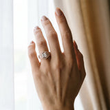 Rose gold Hexagonal Bezel Princess Diamond Engraved Band Ring_6