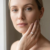 Rose gold Hexagonal Bezel Princess Diamond Engraved Band Ring_7