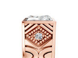 Rose gold Hexagonal Bezel Radiant Diamond Engraved Band Prong Ring_11