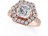 Rose gold Hexagonal Halo Asscher Cut Diamond Pavé Band with Four-Prong Setting_4