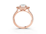 Rose gold Hexagonal Halo Asscher Cut Diamond Pavé Band with Four-Prong Setting_6