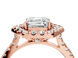Rose gold Hexagonal Halo Asscher Cut Diamond Pavé Band with Four-Prong Setting_7