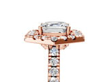 Rose gold Hexagonal Halo Asscher Cut Diamond Pavé Band with Four-Prong Setting_8