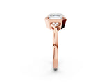 Rose gold Hexagonal Halo Asscher Cut Diamond Solitaire with Pavé Band and Four-Prong Setting_5