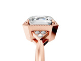 Rose gold Hexagonal Halo Asscher Cut Diamond Solitaire with Pavé Band and Four-Prong Setting_8