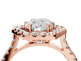 Rose gold Hexagonal Halo Cushion Cut Diamond Pavé Band with Four-Prong Setting_7
