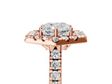 Rose gold Hexagonal Halo Cushion Cut Diamond Pavé Band with Four-Prong Setting_8