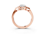 Rose gold Hexagonal Halo Cushion Cut Diamond Solitaire with Pavé Band and Four-Prong Setting_6