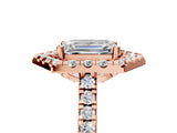 Rose gold Hexagonal Halo Emerald Cut Diamond Pavé Band with Four-Prong Setting_8