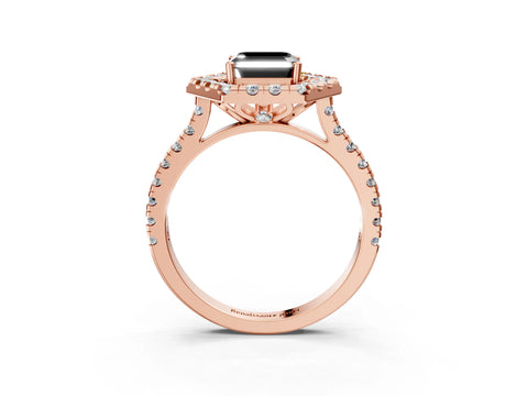 Rose gold Hexagonal Halo Fancy Black Asscher Cut Diamond Pavé Band with Four-Prong Setting_3