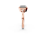 Rose gold Hexagonal Halo Fancy Black Asscher Cut Diamond Solitaire with Pavé Band and Four-Prong Setting_5