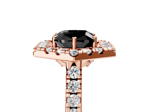 Rose gold Hexagonal Halo Fancy Black Cushion Cut Diamond Pavé Band with Four-Prong Setting_5