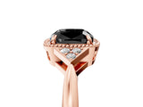 Rose gold Hexagonal Halo Fancy Black Cushion Cut Diamond Solitaire with Pavé Band and Four-Prong Setting_8