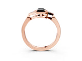 Rose gold Hexagonal Halo Fancy Black Emerald Cut Diamond Solitaire with Pavé Band and Four-Prong Setting_6