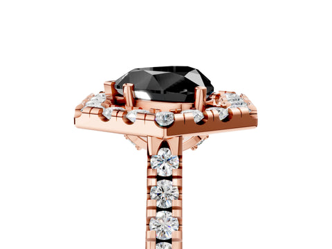Rose gold Hexagonal Halo Fancy Black Heart Cut Diamond Pavé Band with Four-Prong Setting_5