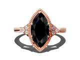 Rose gold Hexagonal Halo Fancy Black Marquise Cut Diamond Solitaire with Pavé Band and Four-Prong Setting_3