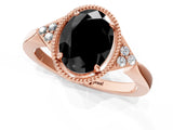 Rose gold Hexagonal Halo Fancy Black Oval Cut Diamond Solitaire with Pavé Band and Four-Prong Setting_4