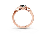 Rose gold Hexagonal Halo Fancy Black Oval Cut Diamond Solitaire with Pavé Band and Four-Prong Setting_6