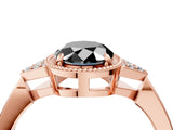 Rose gold Hexagonal Halo Fancy Black Oval Cut Diamond Solitaire with Pavé Band and Four-Prong Setting_7
