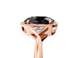 Rose gold Hexagonal Halo Fancy Black Oval Cut Diamond Solitaire with Pavé Band and Four-Prong Setting_8