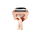 Rose gold Hexagonal Halo Fancy Black Princess Cut Diamond Solitaire with Pavé Band and Four-Prong Setting_8