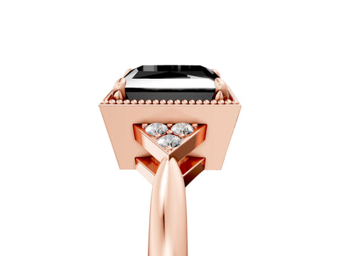 Rose gold Hexagonal Halo Fancy Black Princess Cut Diamond Solitaire with Pavé Band and Four-Prong Setting_8