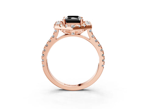 Rose gold Hexagonal Halo Fancy Black Radiant Cut Diamond Pavé Band with Four-Prong Setting_3