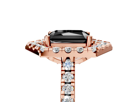 Rose gold Hexagonal Halo Fancy Black Radiant Cut Diamond Pavé Band with Four-Prong Setting_5