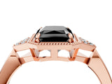 Rose gold Hexagonal Halo Fancy Black Radiant Cut Diamond Solitaire with Pavé Band and Four-Prong Setting_7