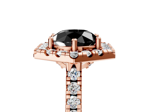 Rose gold Hexagonal Halo Fancy Black Round Cut Diamond Pavé Band with Four-Prong Setting_17
