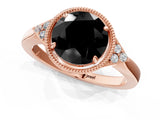 Rose gold Hexagonal Halo Fancy Black Round Cut Diamond Solitaire with Pavé Band and Four-Prong Setting_4