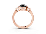 Rose gold Hexagonal Halo Fancy Black Round Cut Diamond Solitaire with Pavé Band and Four-Prong Setting_6