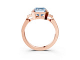 Rose gold Hexagonal Halo Fancy Blue Asscher Cut Diamond Solitaire with Pavé Band and Four-Prong Setting_6