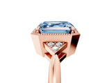 Rose gold Hexagonal Halo Fancy Blue Asscher Cut Diamond Solitaire with Pavé Band and Four-Prong Setting_8