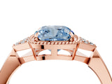 Rose gold Hexagonal Halo Fancy Blue Cushion Cut Diamond Solitaire with Pavé Band and Four-Prong Setting_7