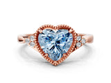 Rose gold Hexagonal Halo Fancy Blue Heart Cut Diamond Solitaire with Pavé Band and Four-Prong Setting_3