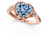 Rose gold Hexagonal Halo Fancy Blue Heart Cut Diamond Solitaire with Pavé Band and Four-Prong Setting_4