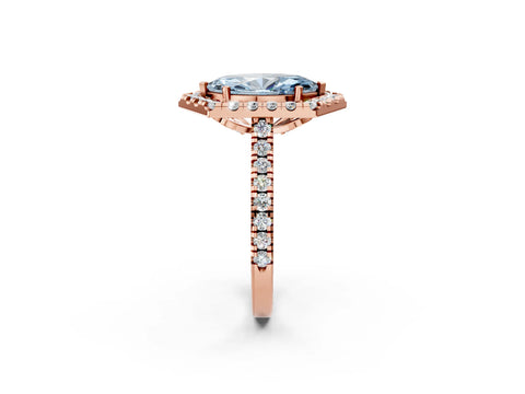 Rose gold Hexagonal Halo Fancy Blue Marquise Cut Diamond Pavé Band with Four-Prong Setting_2