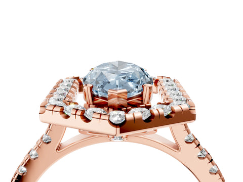 Rose gold Hexagonal Halo Fancy Blue Marquise Cut Diamond Pavé Band with Four-Prong Setting_4