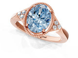 Rose gold Hexagonal Halo Fancy Blue Oval Cut Diamond Solitaire with Pavé Band and Four-Prong Setting_4