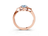 Rose gold Hexagonal Halo Fancy Blue Oval Cut Diamond Solitaire with Pavé Band and Four-Prong Setting_6