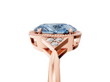 Rose gold Hexagonal Halo Fancy Blue Oval Cut Diamond Solitaire with Pavé Band and Four-Prong Setting_8