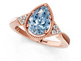Rose gold Hexagonal Halo Fancy Blue Pear Cut Diamond Solitaire with Pavé Band and Four-Prong Setting_4